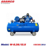 Máy nén khí 2 cấp nén Aramco 4 Kw 3 pha 380V W-0.36/12.5, 200 lít