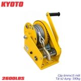 Tời quay tay mini Kyoto tự hãm 2600LBS, 15 mét cáp