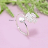 Nhẫn Bạc Nữ Thiết Kế Mẫu Nhẫn Mở Hình Bông Hoa và Trái Tim Free Size N2409020086