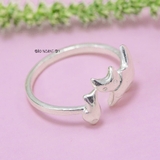 Nhẫn Bạc Nữ Teen Mẫu Nhẫn Mở Hình Con Mèo N2408280039