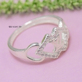 Nhẫn Bạc Nữ Trơn Thiết Kế Logo LV Đính Đá N2408260041