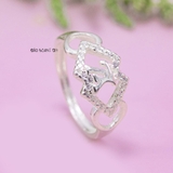 Nhẫn Bạc Nữ Trơn Thiết Kế Logo LV Đính Đá N2408260041