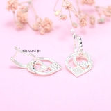 Bông Tai Bạc Nữ S950 Kiểu Bật Hình Tròn Và Hình Thoi Nổi Bật H2410250040