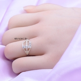 Nhẫn Bạc Nữ Trơn Ít Đá Thiết Kế Chữ L N2408250056