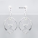 Bông Tai Bạc Nữ S950 Kiểu Bật Hình Tròn Và Hình Thoi Nổi Bật H2410250040