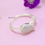 Nhẫn Bạc Nữ Trơn Thiết Kế Hình Hoa Tuylip N2408260064