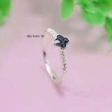 Nhẫn Bạc Nữ Thiết Kế  Đính Đá Đen Đơn Giản N2409060056