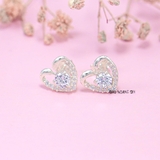 Bông Tai Bạc Nữ S925  Kiểu Nụ Hình Trái Tim Đá Chủ 4Ly7 Sang Trọng H2410230011