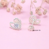Bông Tai Bạc Nữ S925  Kiểu Nụ Hình Trái Tim Đá Chủ 4Ly7 Sang Trọng H2410230011