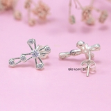 Bông Tai Bạc Nữ Kiểu Nụ Hình Thánh Giá Đính Đá Đẹp H2410230065