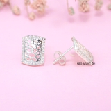 Bông Tai Bạc Nữ Kiểu Nụ Hình Chữ Nhật Khắc 3D Nhiều Trái Tim Nhỏ Xinh H2410230077
