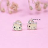 Bông Tai Bạc Cho Bé S925 Kiểu Nụ Mặt Mèo Kitty Trơn Xinh Xắn H2410220044