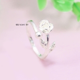 Nhẫn Bạc Nữ Thiết Kế Mẫu Nhẫn Mở Hình Hoa Hồng N2409020084