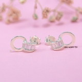 Bông Tai Bạc Nữ S925  Kiểu Nụ Hình Cây Cầu Cong Đá Chữ Nhật Đẹp Xinh H2410230061