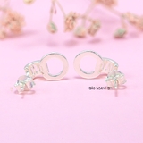 Bông Tai Bạc Nữ S925  Kiểu Nụ Hình Cây Cầu Cong Đá Chữ Nhật Đẹp Xinh H2410230061