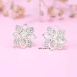 Bông Tai Bạc Nữ Kiểu Nụ Hình Hoa 4 Cánh 2 Lớp Tinh Tế Duyên Dáng H2410230006