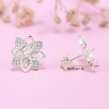 Bông Tai Bạc Nữ Kiểu Nụ Hình Hoa 4 Cánh 2 Lớp Tinh Tế Duyên Dáng H2410230006