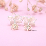 Bông Tai Bạc Nữ Kiểu Nụ Hình Hoa 4 Cánh 2 Lớp Tinh Tế Duyên Dáng H2410230006