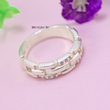 Nhẫn Bạc Cặp Đôi Nam Nữ Hình Mắt Xích Đính Đá N2408300029