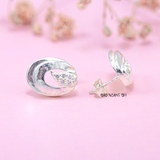 Bông Tai Bạc Nữ S925  Kiểu Nụ Hình Bầu Dục Dày Dặn Chắc Chắn H2410230079
