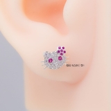 Bông Tai Bạc Cho Bé Kiểu Nụ Mặt Mèo Kitty H2410220037