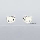 Bông Tai Bạc Cho Bé S925 Kiểu Nụ Mặt Mèo Kitty Trơn Xinh Xắn H2410220044