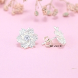 Bông Tai Bạc Nữ Kiểu Nụ Hình Hoa 6 Cánh Đá Lấp Lánh  H2410230005