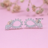 Bông Tai Bạc Nữ S925  Kiểu Nụ Hình Đuôi Cá Đính Đá Xinh Xắn H2410230080