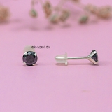 Bông Tai Bạc Nữ Kiểu Nụ Đá Đen Tròn Nhỏ Xinh H2410220052