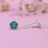 Bông Tai Bạc Cho Bé S925 Kiểu Nụ Hoa 5 Cánh Màu Xanh Nhỏ Xinh H2410220040