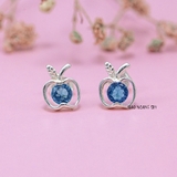 Bông Tai Bạc Cho Bé Kiểu Nụ Hình Quả Táo Đá Xanh Dương Nổi Bật H2410220047