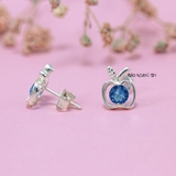 Bông Tai Bạc Cho Bé Kiểu Nụ Hình Quả Táo Đá Xanh Dương Nổi Bật H2410220047