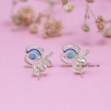 Bông Tai Bạc Cho Bé Kiểu Nụ Hình Quả Táo Đá Xanh Dương Nổi Bật H2410220047