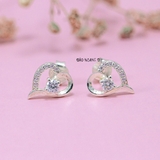 Bông Tai Bạc Nữ S925  Kiểu Nụ Hình Trái Tim Lệch Trẻ Trung H2410230007