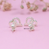 Bông Tai Bạc Nữ S925  Kiểu Nụ Hình Trái Tim Lệch Trẻ Trung H2410230007