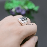 Nhẫn Bạc Nam Phong Thủy Đá Đen Hình Chữ Nhật Đá Ghép Nam Tính Mạnh Mẽ N2407090001