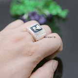 Nhẫn Bạc Nam Phong Thủy Đá Xanh Lục N2408080021
