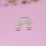 Bông Tai Bạc Kiểu Nụ Tròn Trơn 2 Size