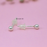 Bông Tai Bạc Kiểu Nụ Tròn Trơn 2 Size