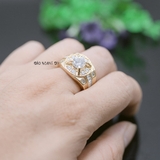 Nhẫn Bạc Nam Phong Thủy Đá Trắng Mạ Vàng N2408200043