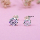 Bông Tai Bạc Kiểu Nụ Đá Trắng Tròn 2 Size