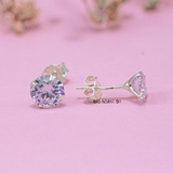 Bông Tai Bạc Kiểu Nụ Đá Trắng Tròn 2 Size