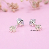 Bông Tai Bạc Kiểu Nụ Đá Trắng Tròn 2 Size