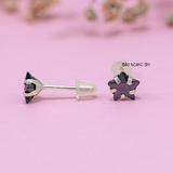 Bông Tai Bạc Nữ Kiểu Nụ Đá Đen Hình Ngôi Sao