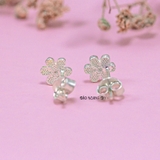 Bông Tai Bạc Cho Bé S925 Kiểu Nụ Hoa 6 Cánh Màu Hồng Xinh Xắn H2410220045