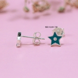 Bông Tai Bạc Cho Bé S925 Kiểu Nụ Ngôi Sao 5 Cánh Xanh Nhỏ Xinh H2410220041