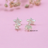 Bông Tai Bạc Cho Bé S925 Kiểu Nụ Ngôi Sao 5 Cánh Xanh Nhỏ Xinh H2410220041