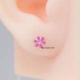 Bông Tai Bạc Cho Bé S925 Kiểu Nụ Hoa 6 Cánh Màu Hồng Xinh Xắn H2410220045