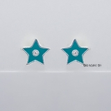 Bông Tai Bạc Cho Bé S925 Kiểu Nụ Ngôi Sao 5 Cánh Xanh Nhỏ Xinh H2410220041