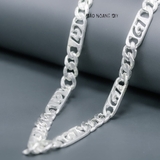 Dây Chuyền Bạc Nam Dây Đơn Mix Mắt Dài Khắc 3D D2411160035